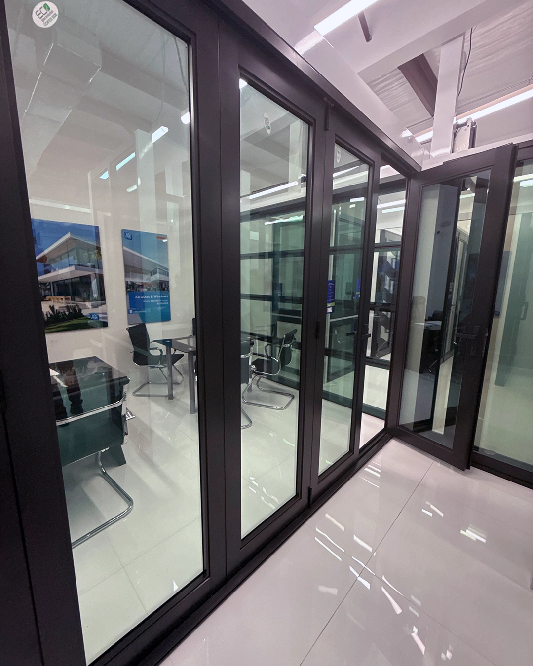 Impact door display at the Port St. Lucie showroom