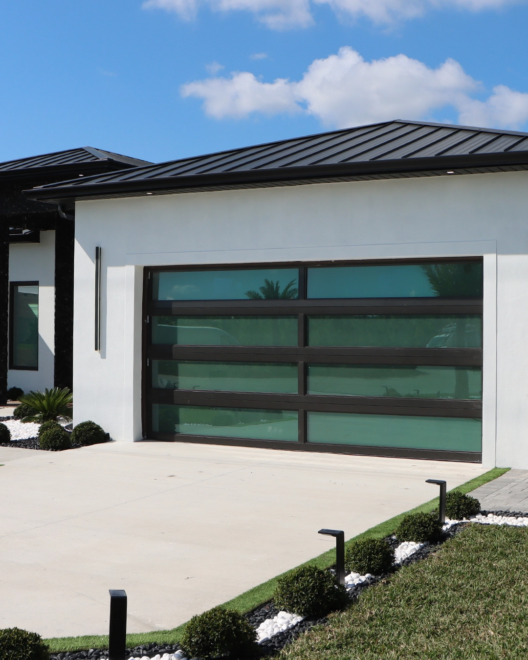 Large impact sliding doors with bright interior light