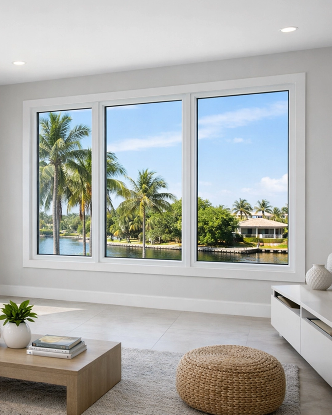 Impact windows installed on a modern Florida home