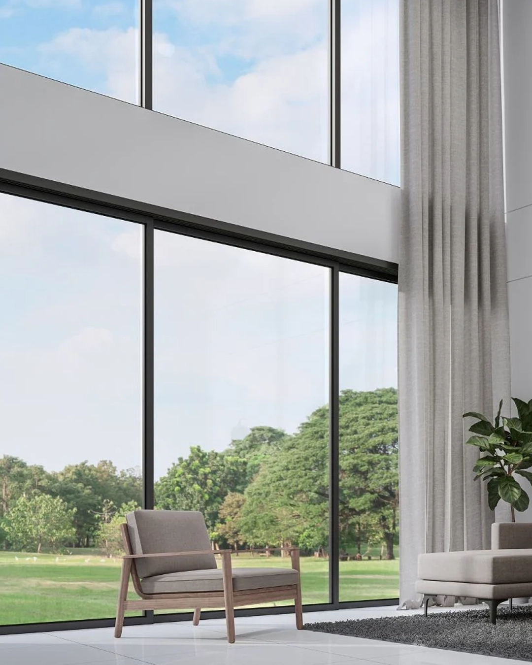 Large impact windows with bright interior light