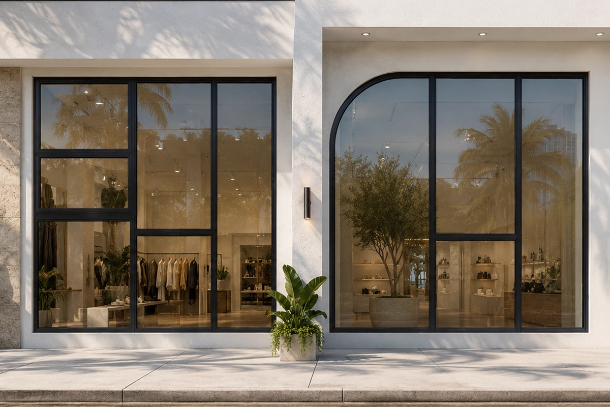 Commercial storefront impact window family